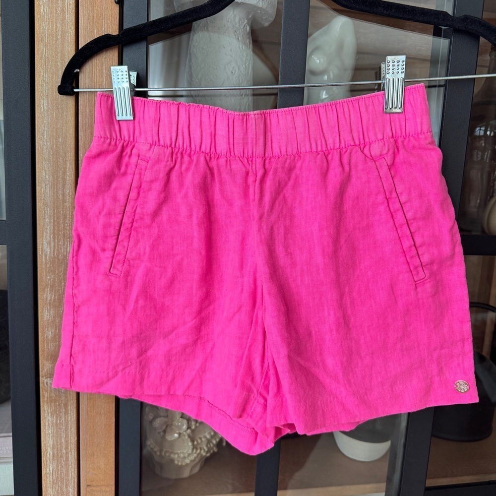 Lilly Pulitzer Linen Shorts Lilo bright neon pink 4” resort-wear vacation beach